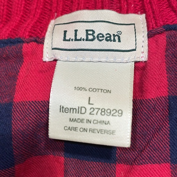 L.L. Bean 100% Cotton Red Zip Up Flannel Lined Sweater. Size Large. - Picture 5 of 9